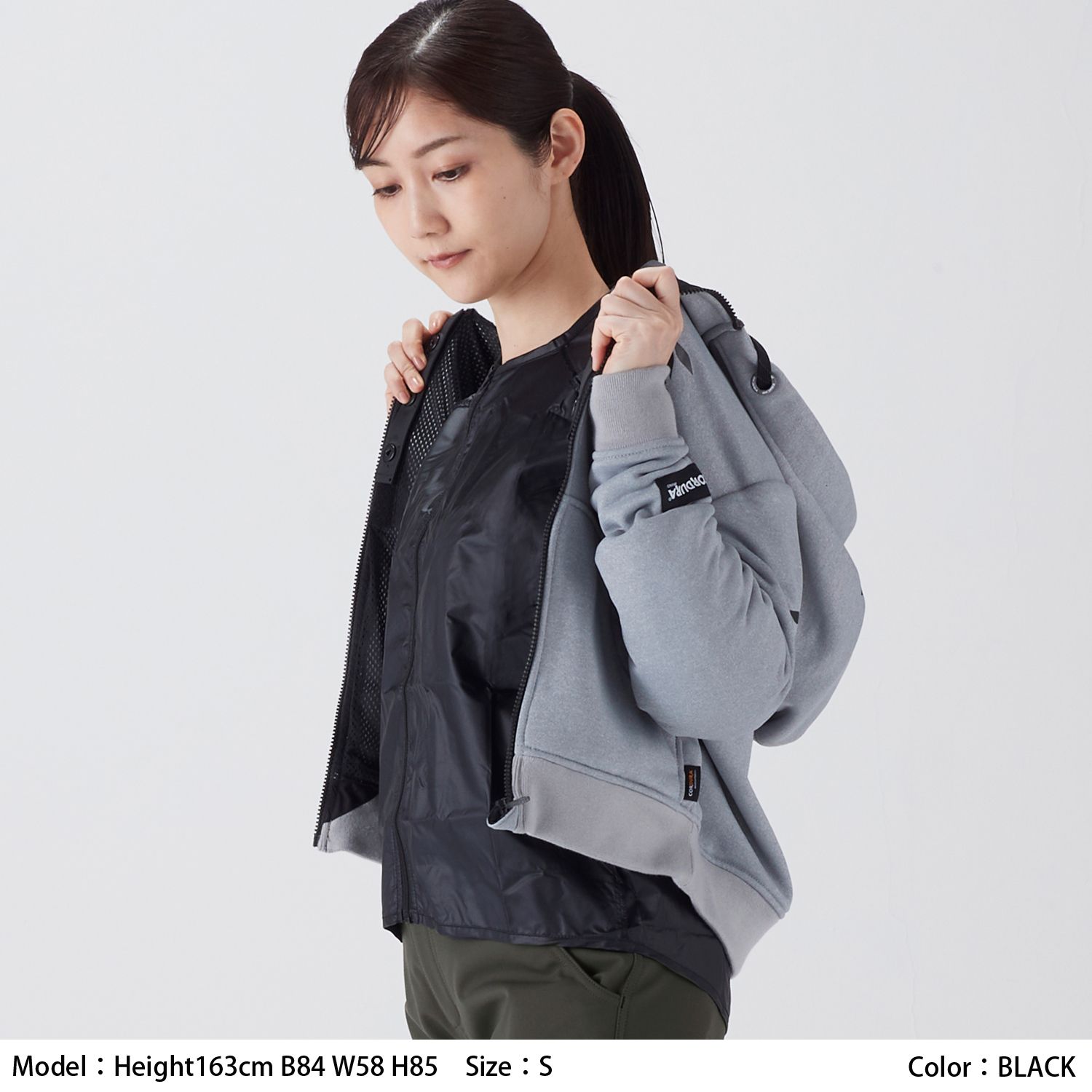 コート　ジャケット MARY QUANT ボア襟 スタジャン ブラック/グレー Mary Quant