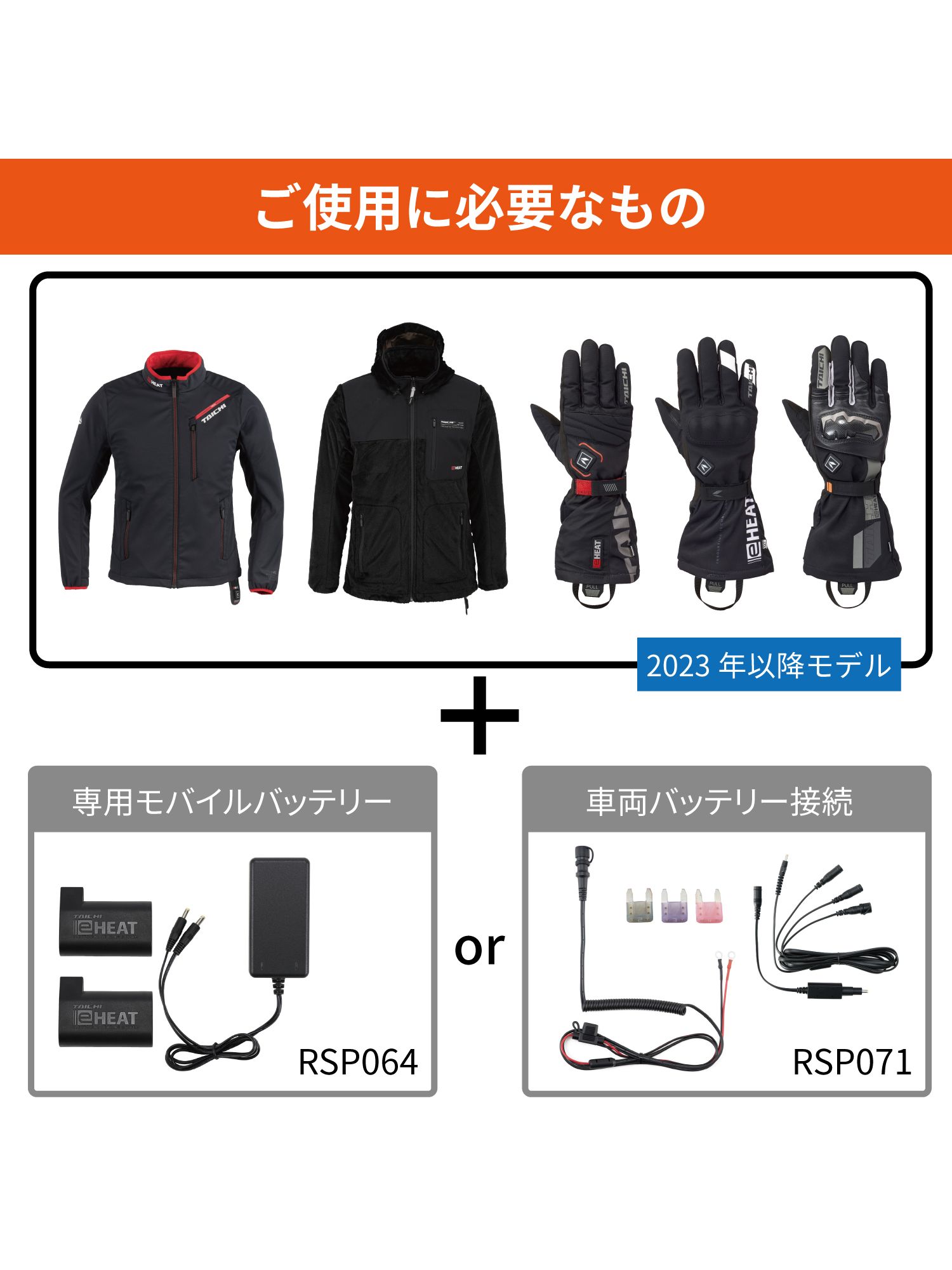 RSP071 | e-HEAT 車両バッテリー接続ケーブルセット/5T.5U